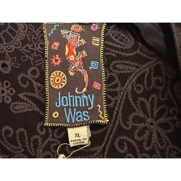 Johnny Was Women The Audrey Blouse Size Extra Large Black Short Sleeve Button Up - Picture 8 of 11